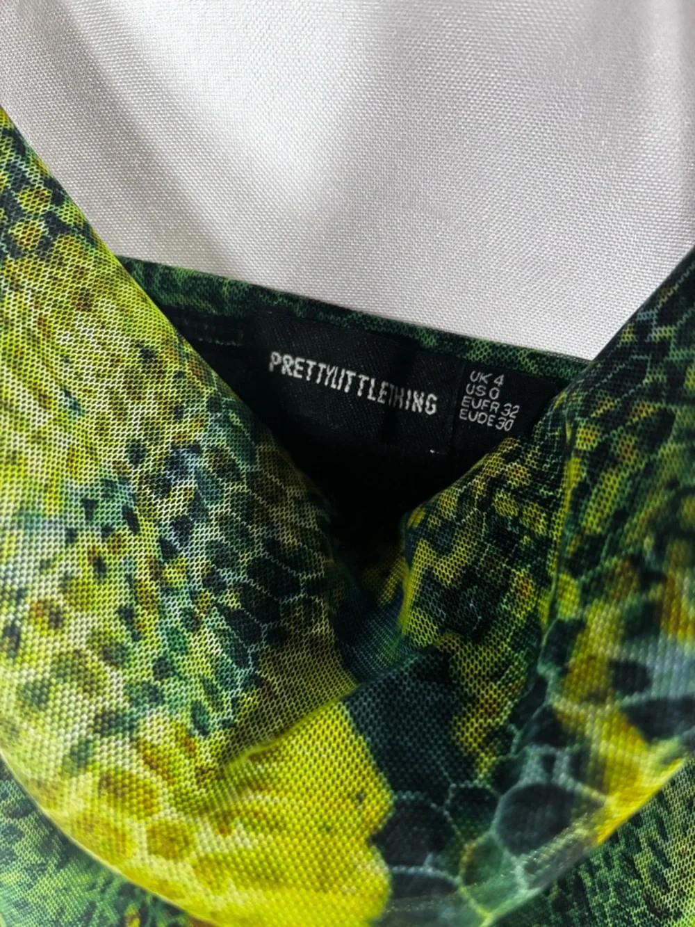 PrettyLittleThing Green & Black Snake-Print Slip‎ Mini Dress
